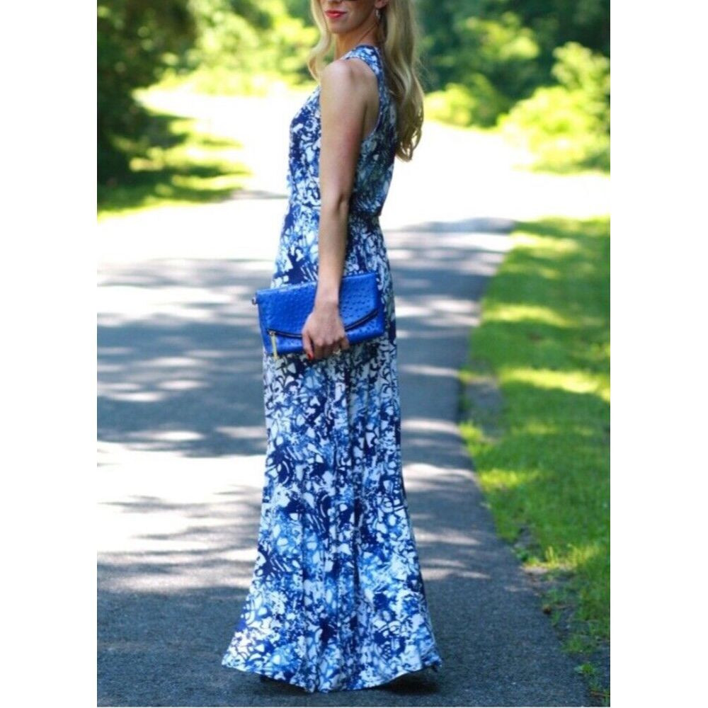 Peter Som Design Nation St. Barts Sleeveless Maxi Dress Blue White Size‎ M New - Picture 3 of 15